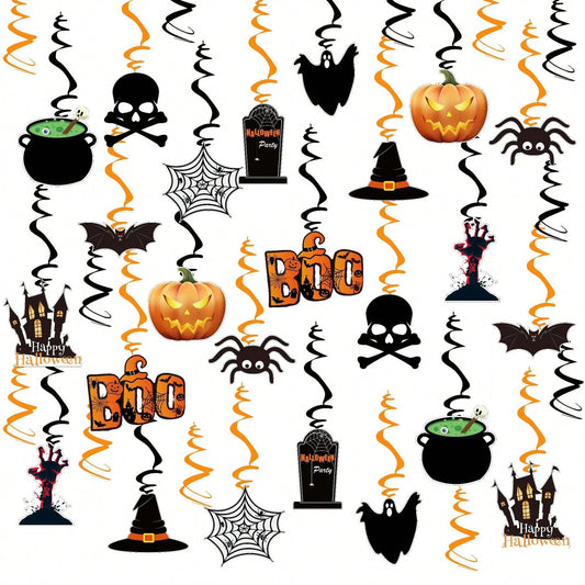36Pcs Halloween Hanging Swirl Decorations – Spooky Ceiling Party Decor for Home & Office