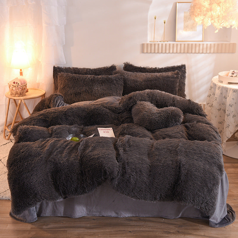 Luxury Thick Fleece Bedding Set – Fluffy Plush Duvet Cover & Pillowcases for Winter