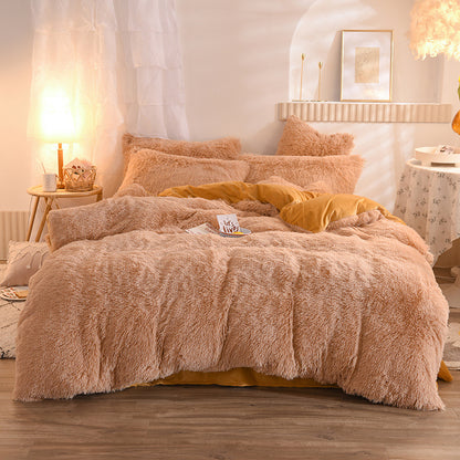 Luxury Thick Fleece Bedding Set – Fluffy Plush Duvet Cover & Pillowcases for Winter