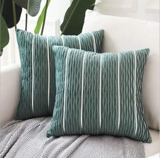 Luxury Striped Velvet Pillow Covers – Soft Flannel Cushion Cases for Sofa & Bed