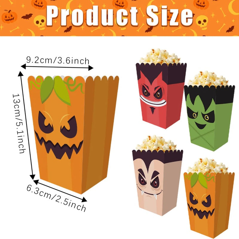 12Pcs Halloween Popcorn Boxes – Party Snack & Candy Treat Containers for Spooky Events