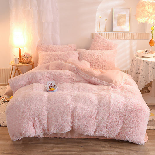 Luxury Thick Fleece Bedding Set – Fluffy Plush Duvet Cover & Pillowcases for Winter