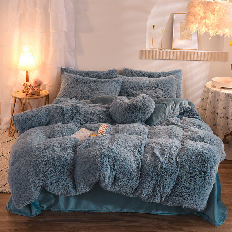 Luxury Thick Fleece Bedding Set – Fluffy Plush Duvet Cover & Pillowcases for Winter