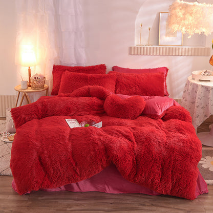Luxury Thick Fleece Bedding Set – Fluffy Plush Duvet Cover & Pillowcases for Winter