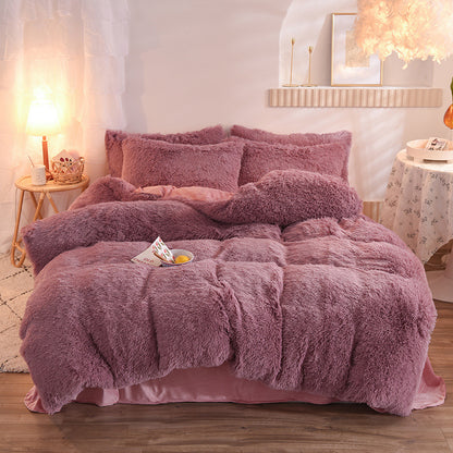 Luxury Thick Fleece Bedding Set – Fluffy Plush Duvet Cover & Pillowcases for Winter