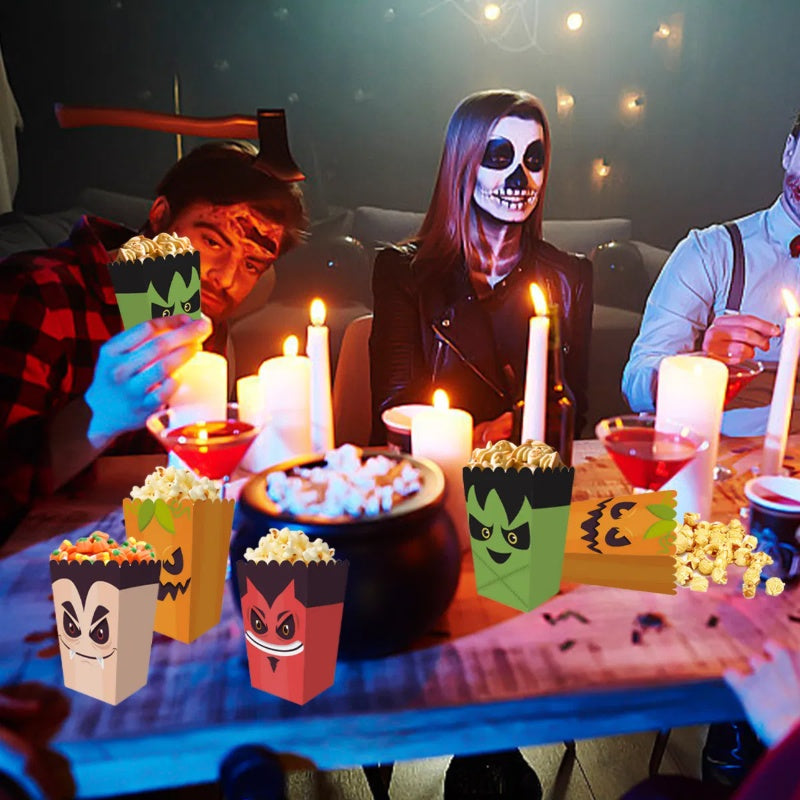 12Pcs Halloween Popcorn Boxes – Party Snack & Candy Treat Containers for Spooky Events