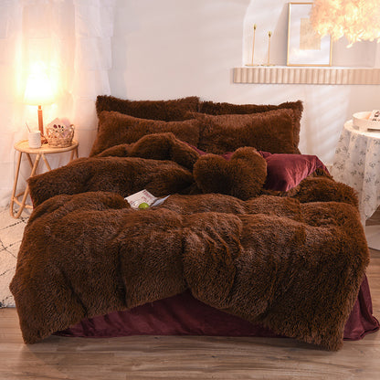 Luxury Thick Fleece Bedding Set – Fluffy Plush Duvet Cover & Pillowcases for Winter