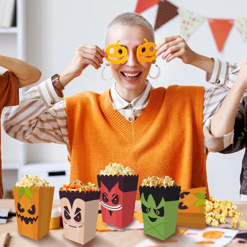 12Pcs Halloween Popcorn Boxes – Party Snack & Candy Treat Containers for Spooky Events