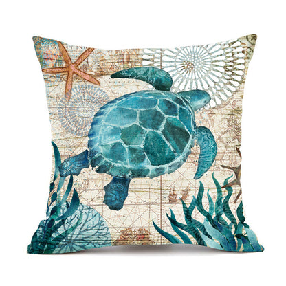 Cushion Covers Sea Turtle Print – Coastal Throw Pillow Cases for Sofa, Chair & Home Decor