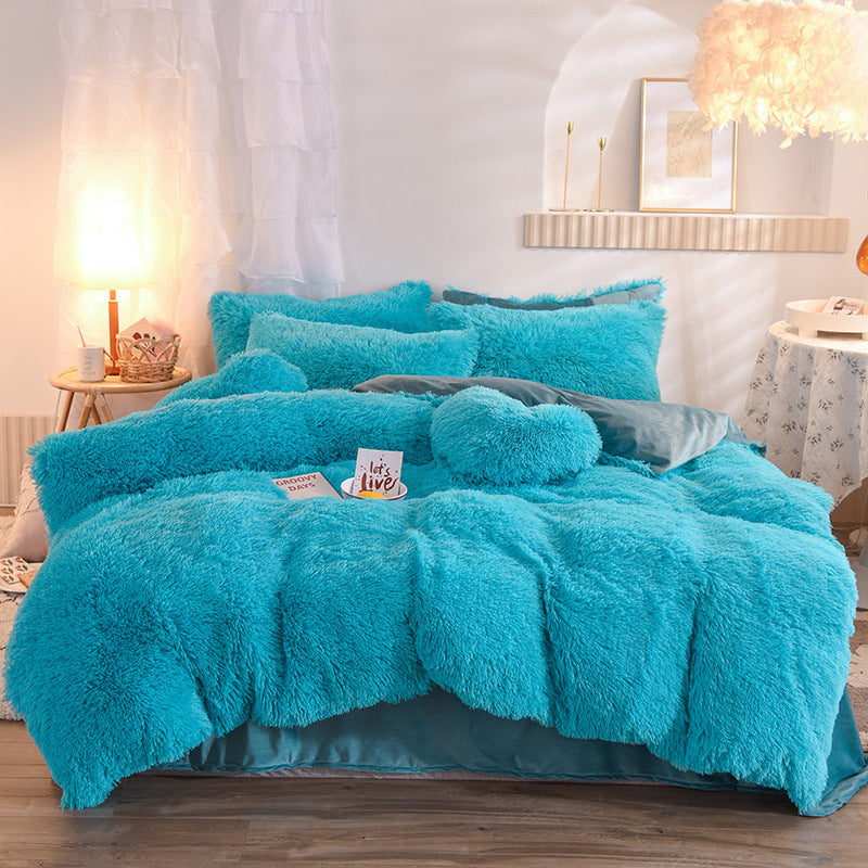 Luxury Thick Fleece Bedding Set – Fluffy Plush Duvet Cover & Pillowcases for Winter