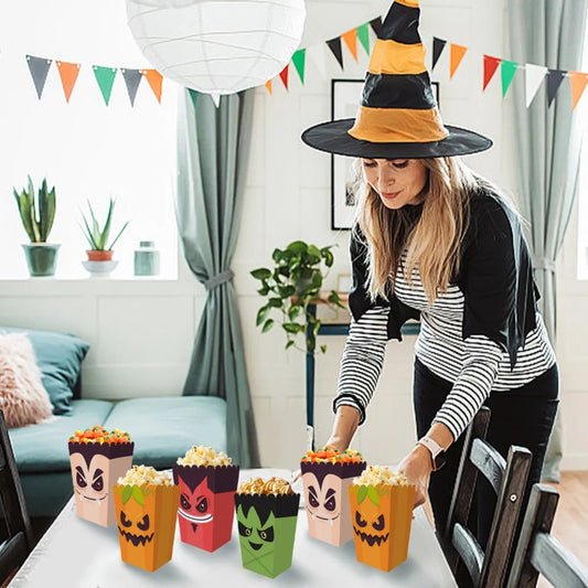12Pcs Halloween Popcorn Boxes – Party Snack & Candy Treat Containers for Spooky Events
