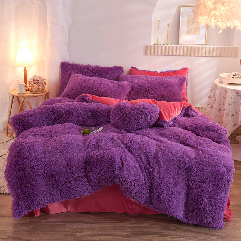 Luxury Thick Fleece Bedding Set – Fluffy Plush Duvet Cover & Pillowcases for Winter