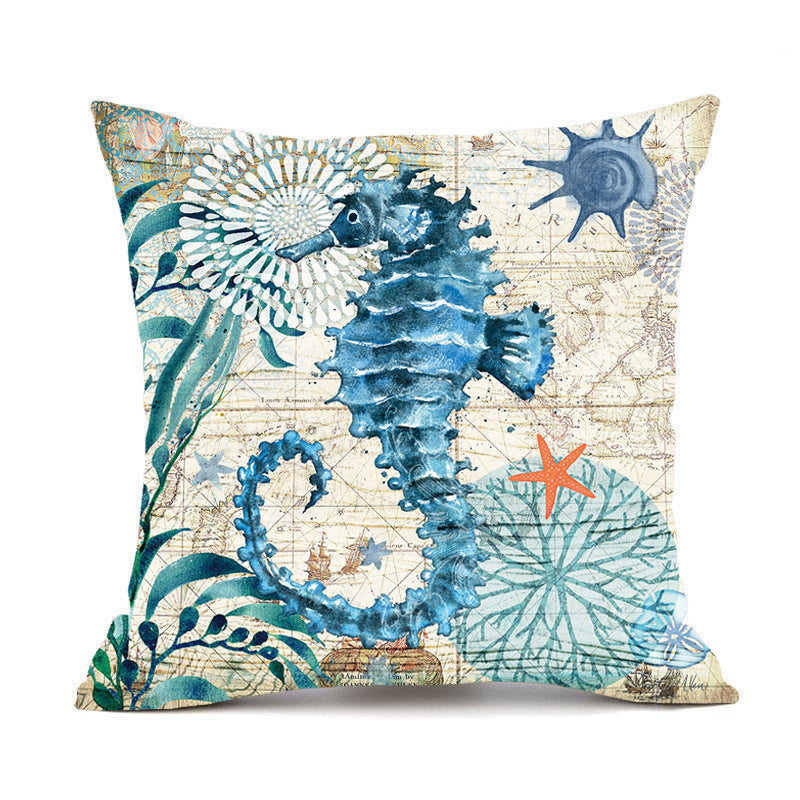 Cushion Covers Sea Turtle Print – Coastal Throw Pillow Cases for Sofa, Chair & Home Decor