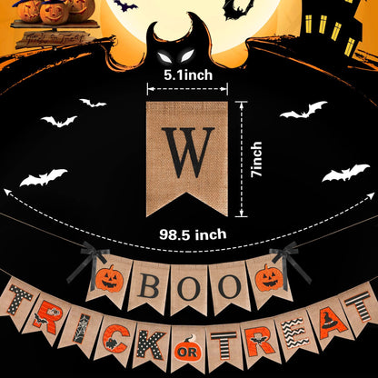 Halloween Burlap Banner – Rustic Party Mantel & Wall Decor for Home or Farmhouse Patio