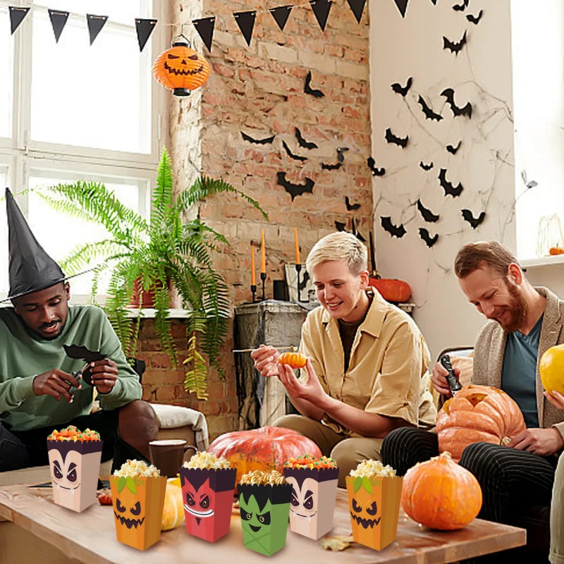 12Pcs Halloween Popcorn Boxes – Party Snack & Candy Treat Containers for Spooky Events