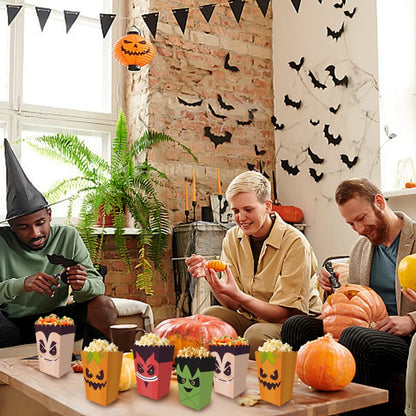 12Pcs Halloween Popcorn Boxes – Party Snack & Candy Treat Containers for Spooky Events